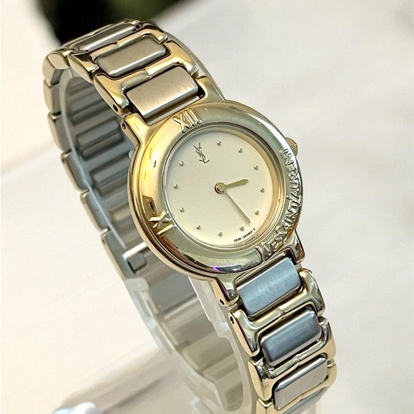 Yves Saint Laurent Two-Tone Gold and Silver Bracelet Watch - Picture 4 of 17